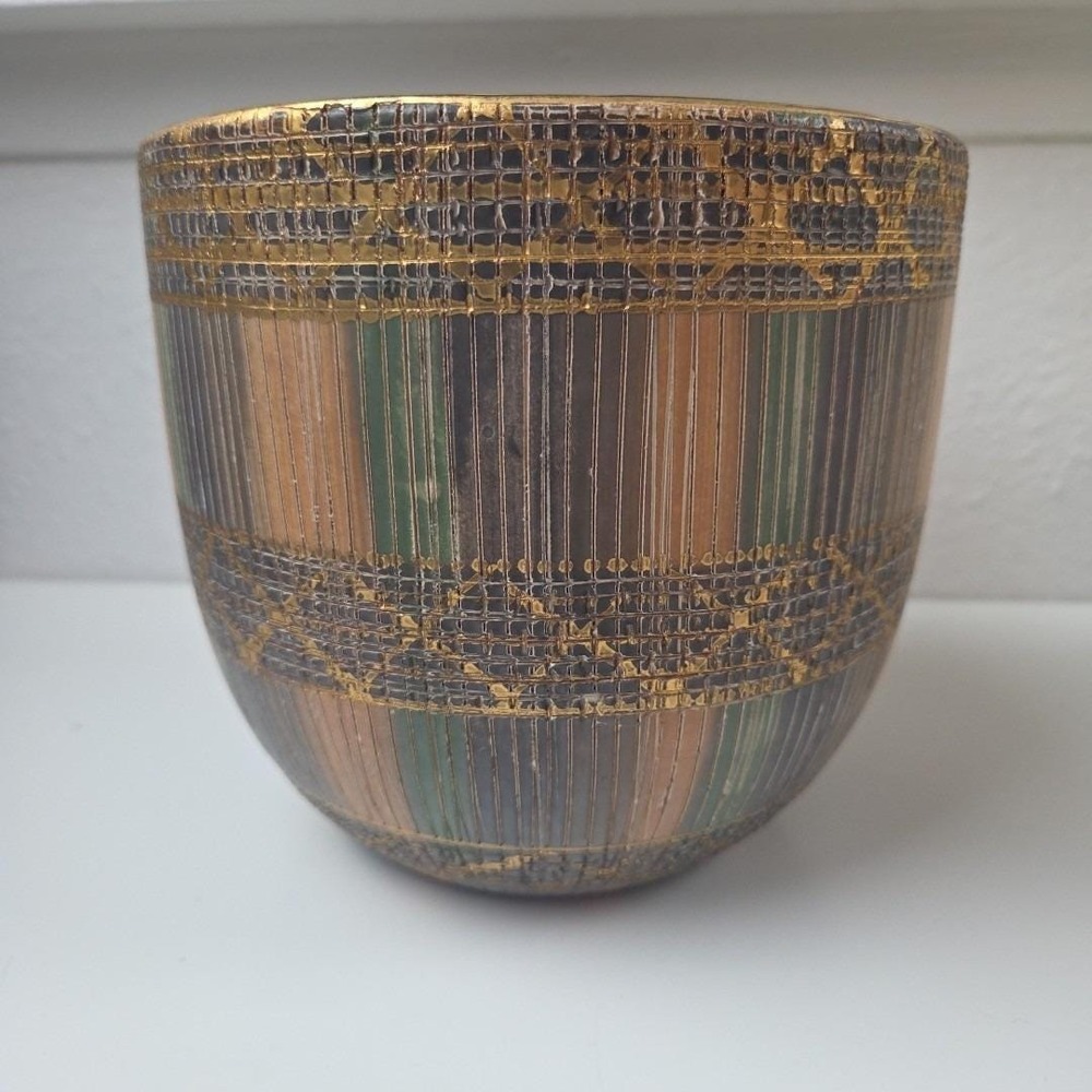VTG Bitossi Seta Italian Ceramic Planter Pot Earthy Hues 5.75" Tall x 6.5" Wide - Picture 5 of 16